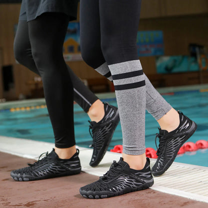 Comfort Step Barefoot Grounding Shoes worn poolside