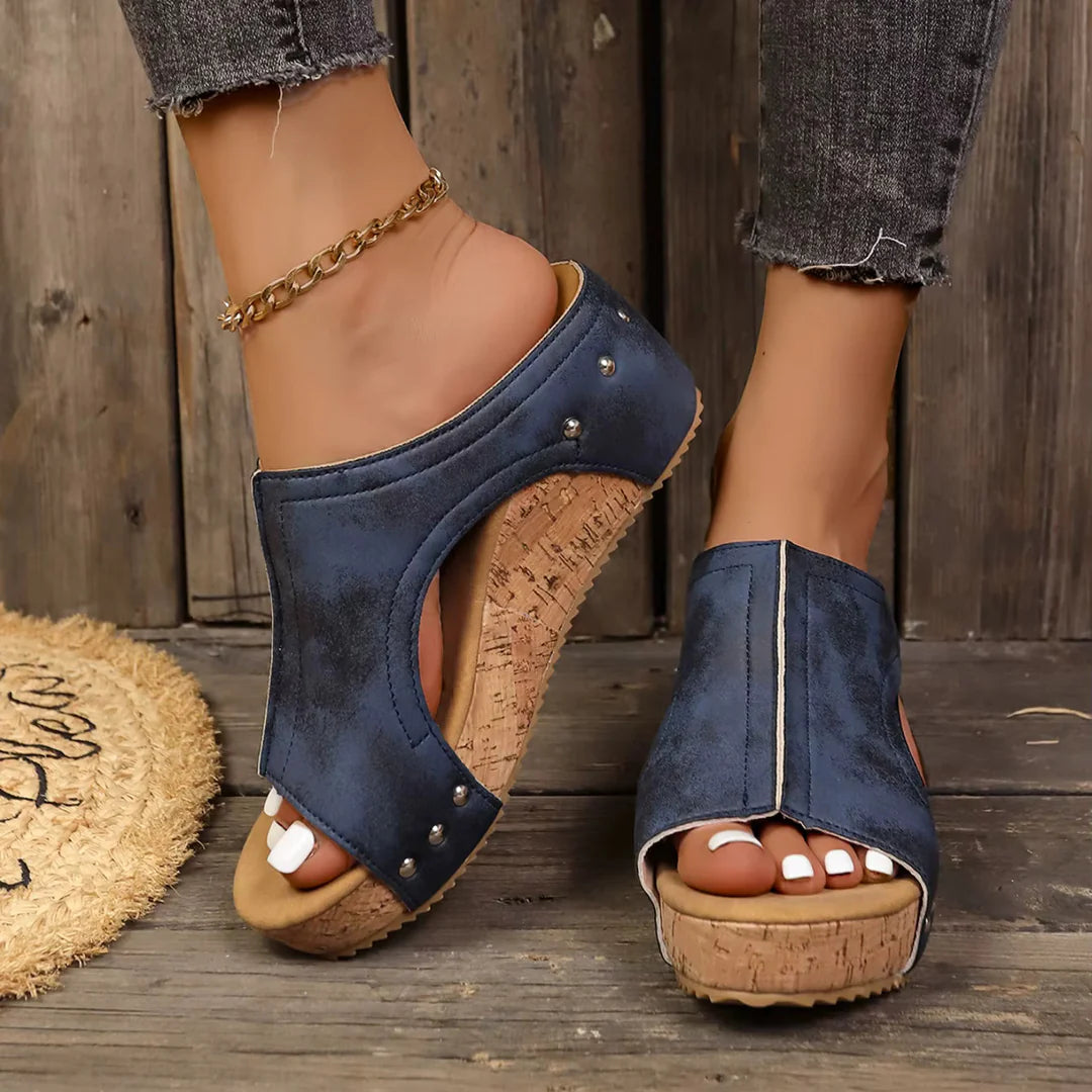 Comfort Step Stud Wedges — Blue