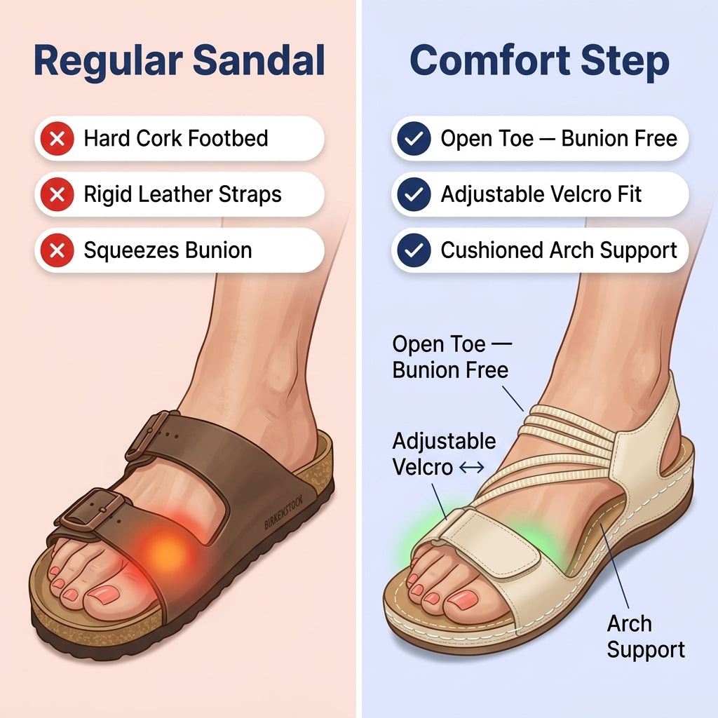 Comfort Step Open-Toe Sandal — Birkenstock vs Comfort Step bunion comparison